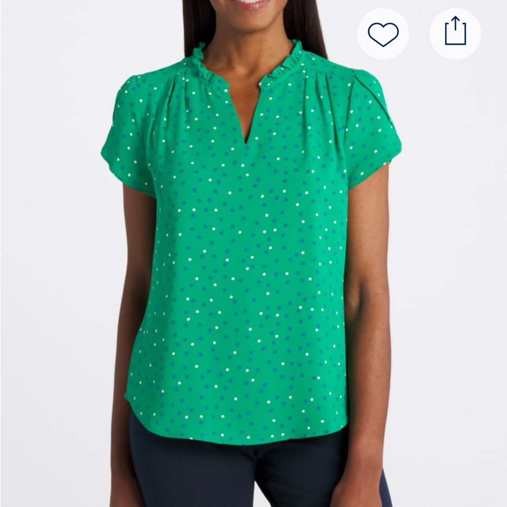 41 HAWTHORN Tiffiny Tulip Sleeve Green Polka Dot Women's Top Stitch Fix Size M
